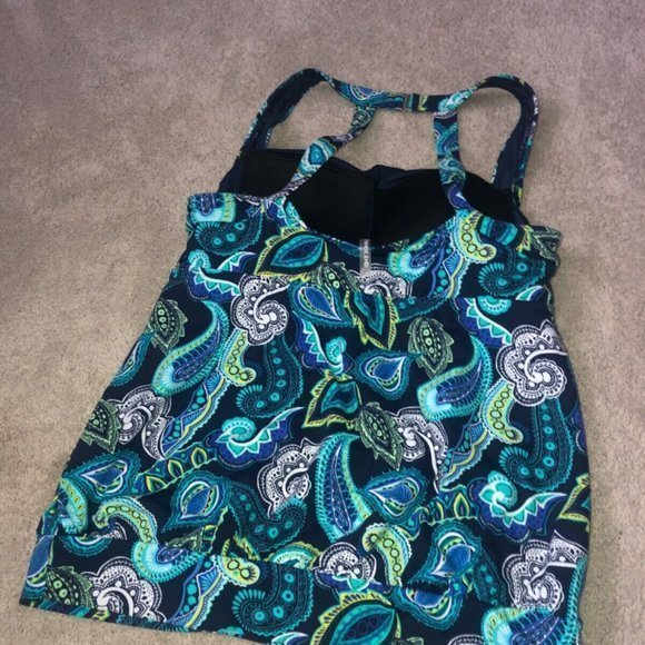 Lands End‎ Tankini Swim Top Swimwear Size Women's 8 Blue Paisley - Picture 6 of 9